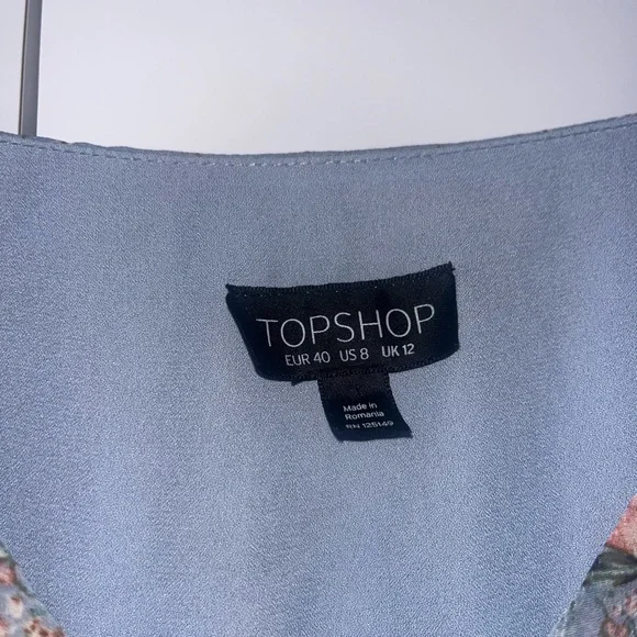NWOT Topshop Size 8 Baby Blue Floral Print Summer Vacation Party Slip Midi Dress - Picture 6 of 6